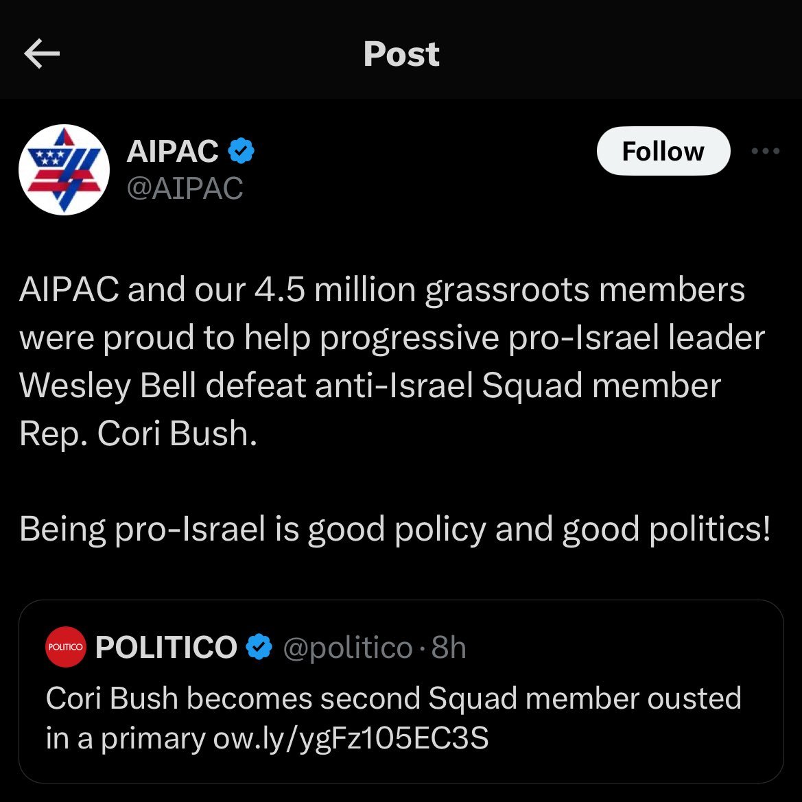 1818Sfguy's tweet image. When agents of a foreign government brag about how big of an influence thy have on US elections, maybe there is a problem? #AIPAC #DefundIsreal
There was a national freak-out about some twitter posts and facebook ads attributed to Russia, but this election interference is okay?
