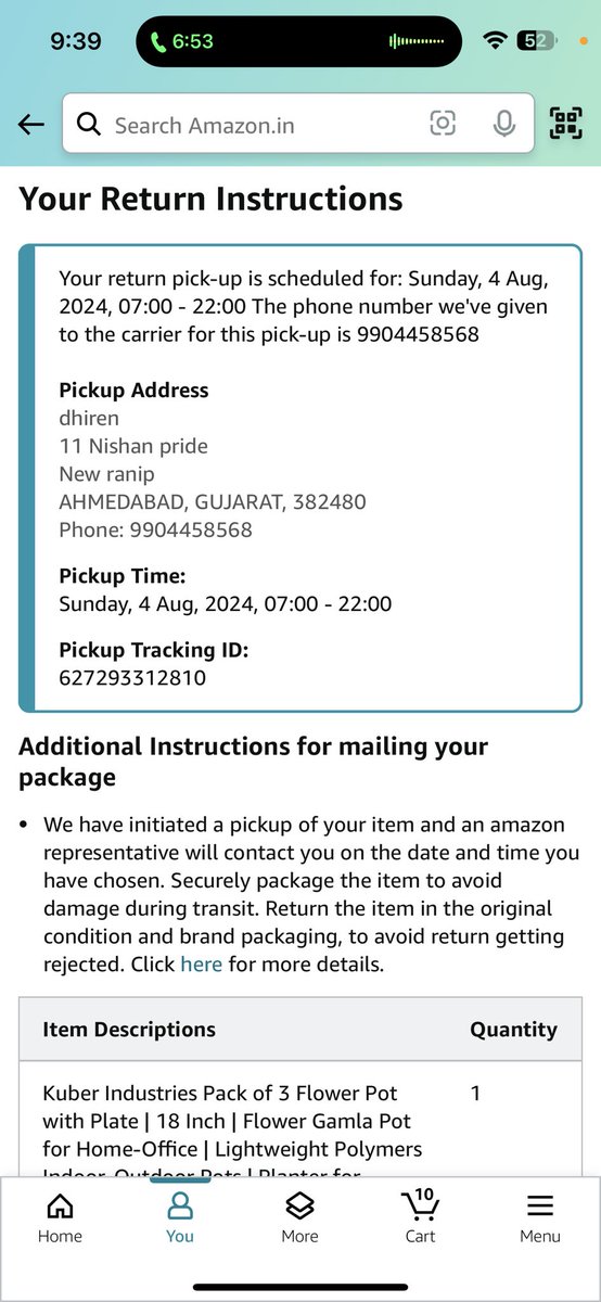 creativedhiren's tweet photo. @amazonIN can you help with order I have order this on 15th of July and return on same date but till than today pick-up didnt happen and now customer care person refusing to return back. Requesting for refund. @jagograhakjago https://t.co/3lzHHJifmv