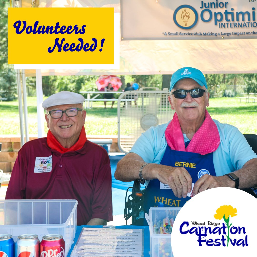 WRCarnationFest's tweet photo. Calling all festival lovers! 

We need your help to make the 2024 Wheat Ridge Carnation Festival a success! 

Join us as a volunteer and be a part of the magic. 

Sign up at: https://t.co/yXQDlZQQiU https://t.co/Oub2ejmLm0
