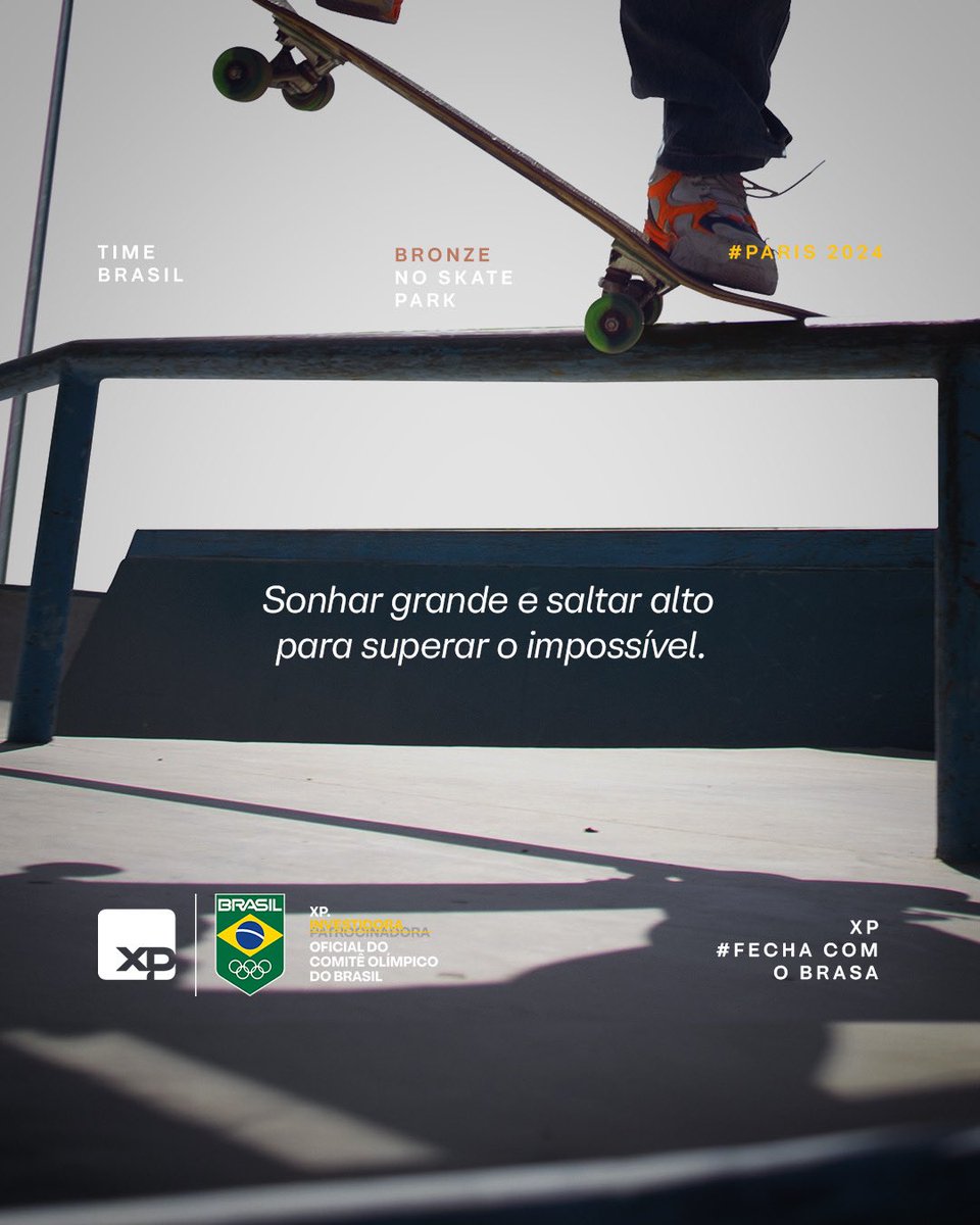 XP (@xpinvestimentos) on Twitter photo Mais uma medalha no skate para o <a href="/timebrasil/">Time Brasil</a>. Quem sonha grande sabe fazer aquela manobra que termina em cima do pódio e dá muito orgulho pra todos nós. Vai que é tua, Brasa. E vamos pra mais. #FechaComOBrasa #Paris2024 Mais uma medalha no skate para o <a href="/timebrasil/">Time Brasil</a>. Quem sonha grande sabe fazer aquela manobra que termina em cima do pódio e dá muito orgulho pra todos nós. Vai que é tua, Brasa. E vamos pra mais. #FechaComOBrasa #Paris2024