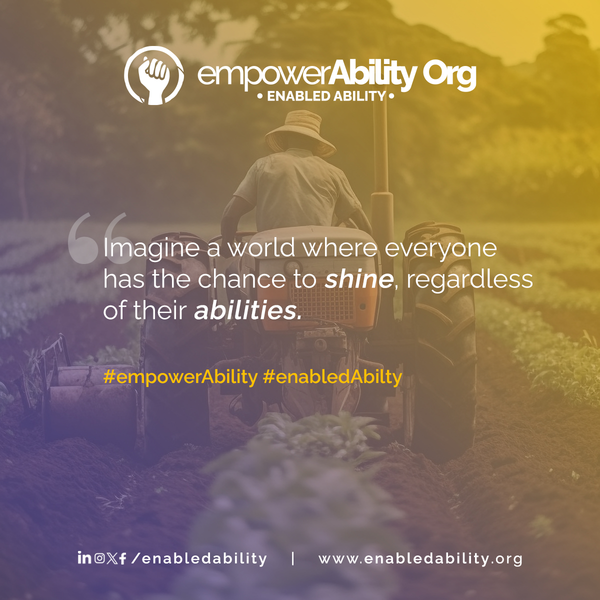 Let's Transform Lives Together!

#empowerAbility is more than just an organisation - it's a community, that empowers, includes, &amp; celebrates the diverse #abilities of Youth.
Let's break down barriers, challenge assumptions, &amp; unlock their full potential together.

#enabledAbility