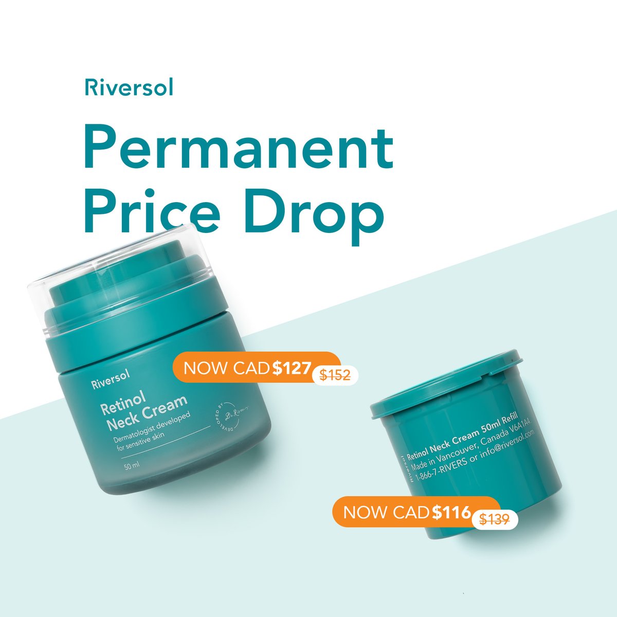 That's right! 💙 We’ve LOWERED the price on our best-selling Retinol Neck Cream and refill pod, permanently! 🎉

#pricedrop #neckcream #retinolneckcream