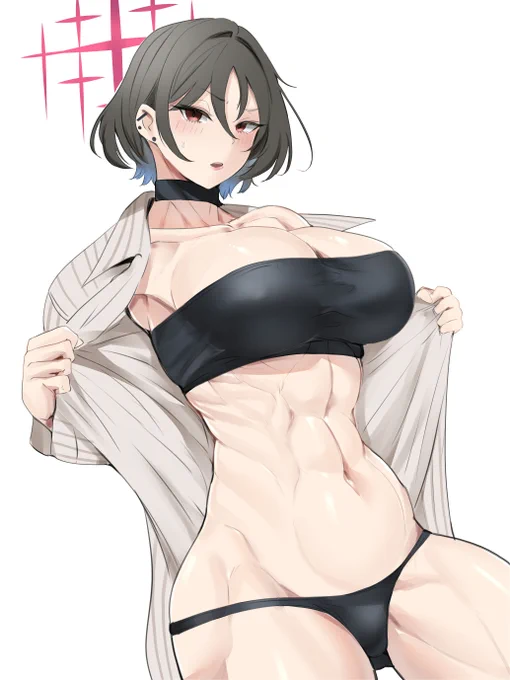 お願いするとイヤイヤ腹筋見せてくれるタイプのミサキ 