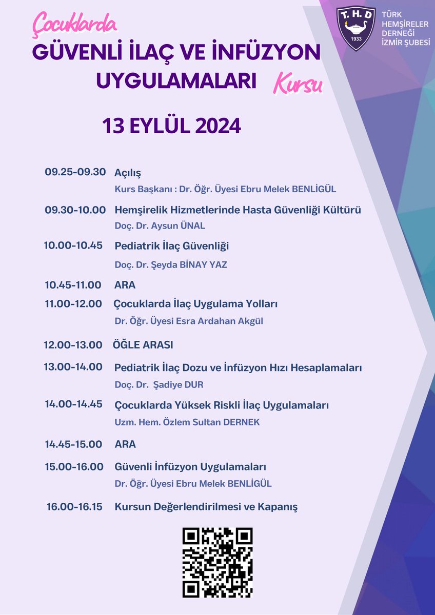 Kurs ücretsiz olup katılım belgesi verilecektir. İlgi duyan tüm meslektaşlarımız ve öğrencilerin katılımına açık olan kursa ön kayda gerek yoktur , kısa link ya da QR kod kullanılarak giriş yapılabilir .