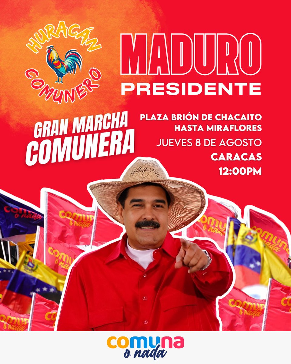 ¡Pueblo comunero a la calle! Las Comunas y Movimientos Sociales marchamos este jueves en defensa de nuestro Presidente <a href="/NicolasMaduro/">Nicolás Maduro</a> y por la profundización de la democracia comunal! Moviliza y participa en la marcha desde la Plaza Brión de #Chacaito hasta el Palacio del Pueblo