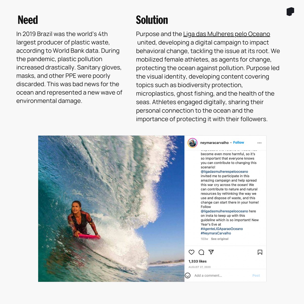 Purpose's tweet image. Following the pandemic, over 2500 women including 6 Olympians united to combat a surge in plastic pollution. More of our movement-building work: bit.ly/46B3KPo

#SaveOurSeas #PlasticPollution #WomenForOceans #OlympicCampaign #ImpactAgency