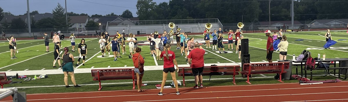 Workin’ hard last night in cooler weather while sharing the field with football and cheer. Summer break?! What’s that? 😉 Dedicated kids all around!