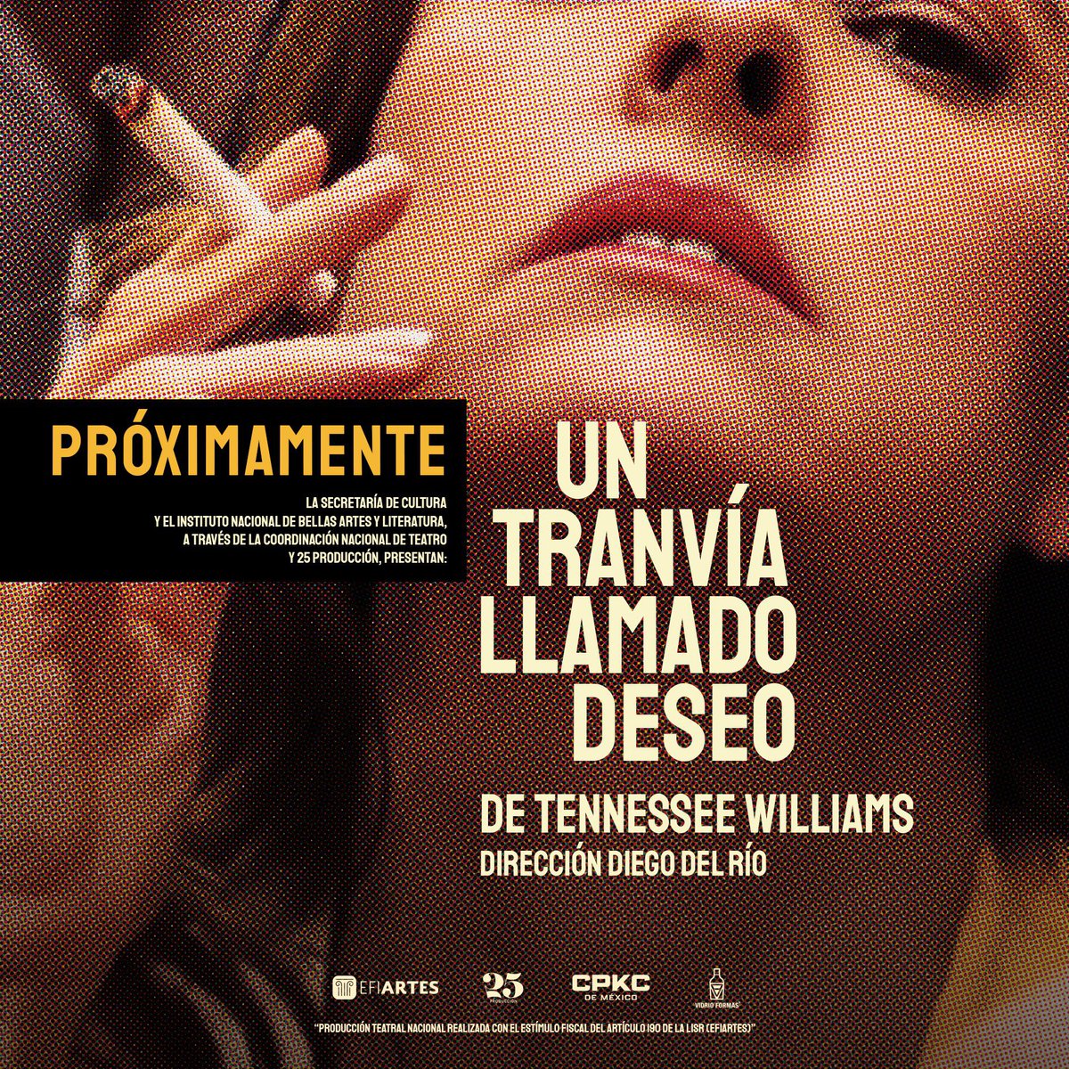 Blanche miente, pero su corazón nunca lo hace 🧳 

¿Qué verdades ocultas se revelarán en #UnTranvíaLlamadoDeseo?

¡Corta temporada!

De Tennessee Williams
Dirección: <a href="/diegoDlRio/">Diego del Río</a> 

🗓️ Funciones de jueves a domingo a las 19:00 horas (funciones especiales 21 y 28 de agosto)
📍