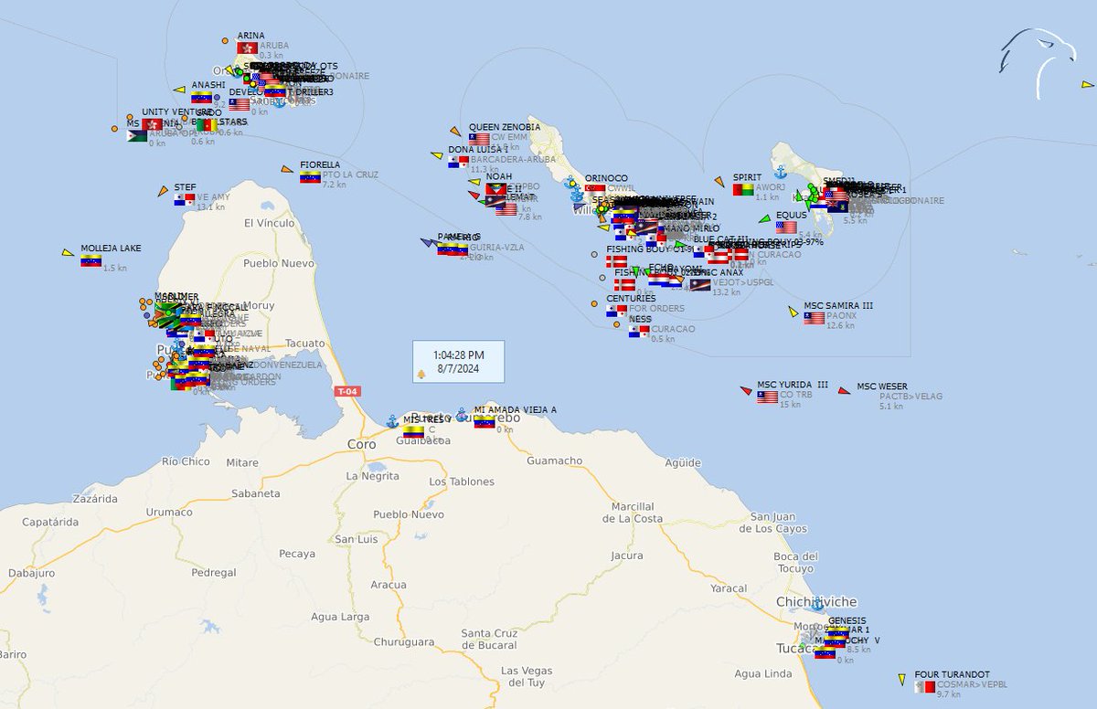 FlconEYES's tweet photo. #Amuay, #JoseTerminal, #PuertoCabello #Venezuela 
A esta hora. 

#VesselAlert #AIS #Maritime #OSINT #7Ago https://t.co/K88ACKHZjt