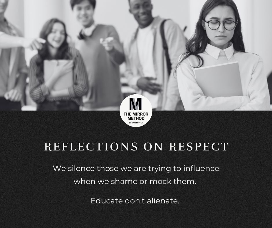 MarliRusen's tweet image. We silence those we are trying to influence when we shame or mock them. Educate don't alienate. #ReflectionsOnRespect #SupportLearning #EmployeeSupport