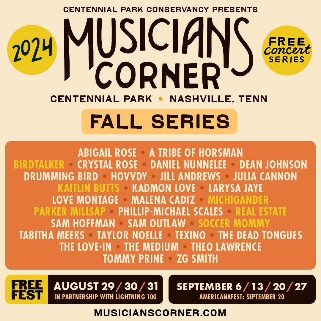 JUST ANNOUNCED! Here’s your lineup for the 15th year of Musicians Corner fall series!