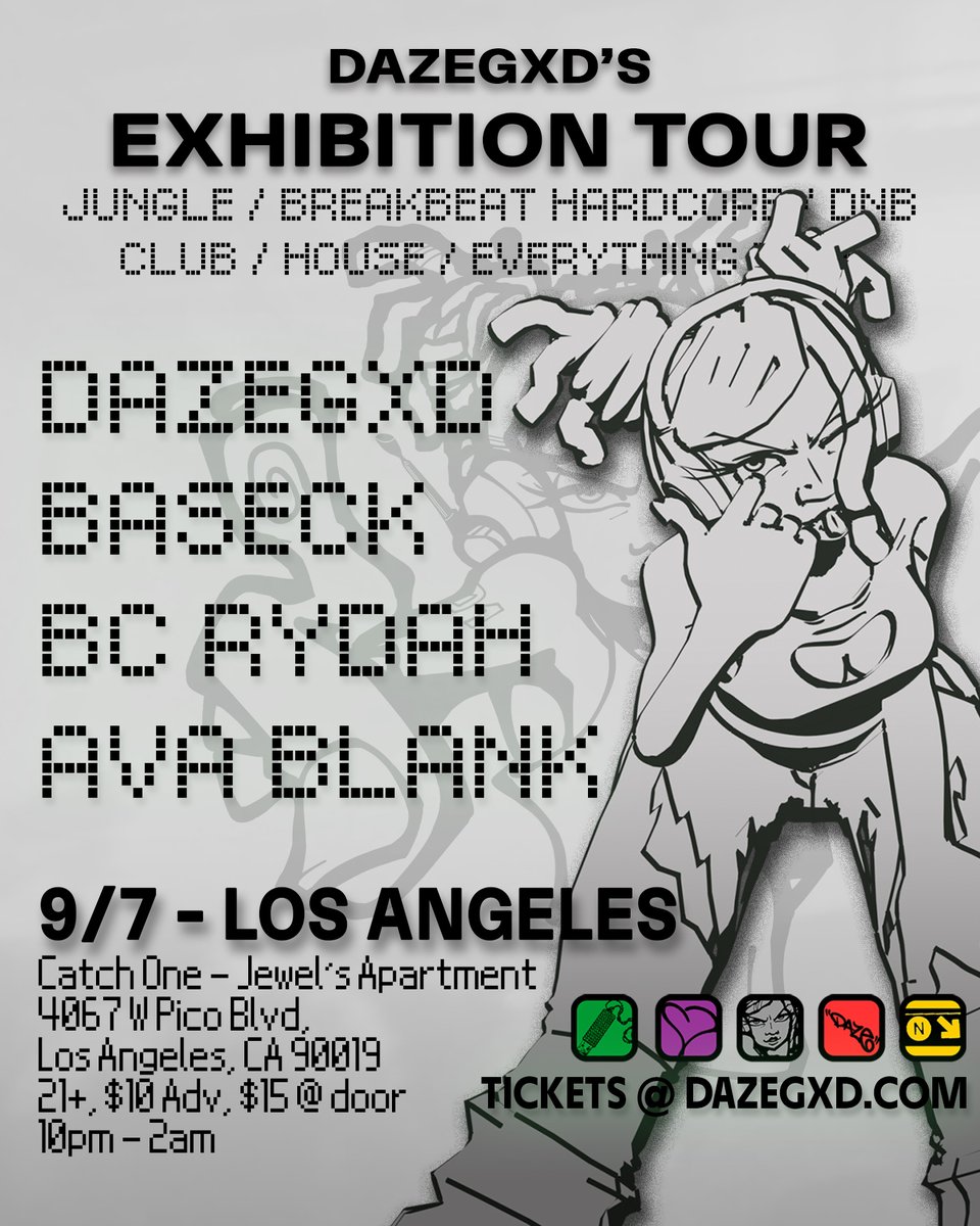 catchonela's tweet photo. π¨ JUST ANNOUNCED π¨
#Dazegxd returns on 9/7 to premiere the release of Exhibition Mode, this time accompanied by local legends #Baseck & #BCRydah! Experience high energy grooves the entire night! πΎπΎ
π
Sat, Sep // 10PM // 21+
ποΈ https://t.co/4PEE9cRvK6
#CatchOneLA https://t.co/PS3IihvZQ2