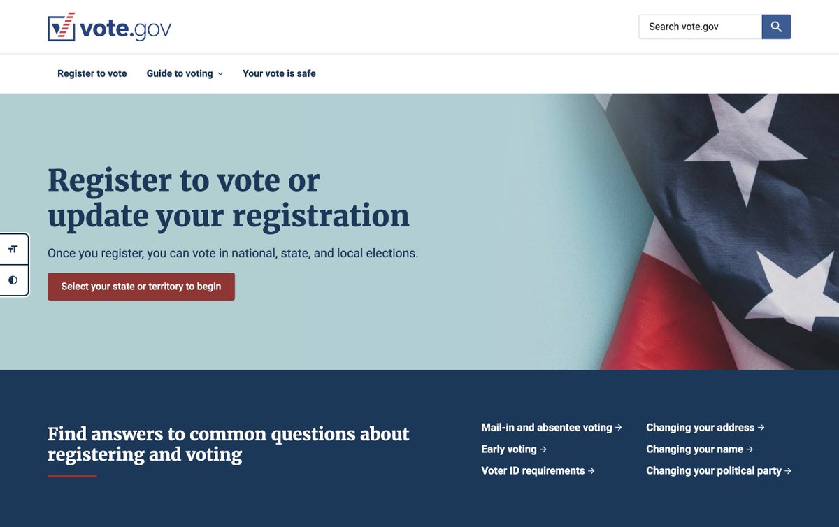 The newly refreshed Vote.gov now offers resources in 17 languages, more accommodations for accessibility, and information on how to register to vote or update your registration in your state. 

Check it out now: Vote.gov