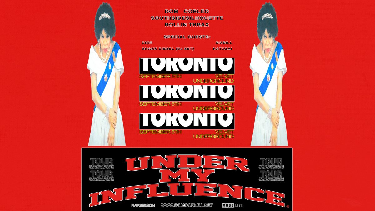 modo_live's tweet image. JUST ANNOUNCED☄️@domcorleo's Under My Influence Tour stops in Toronto on September 5 at @thevelvetTO with special guests!  

➡️Pre-Sale runs Thursday from 10AM-10PM. 
🔒:INFLUENCE  Tickets on sale Friday at 10AM. 

🎫: bit.ly/RSxDOMCORLEO

#domcorleo #toronto #yyzevents