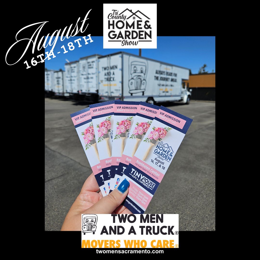 Twomenjunktruck's tweet image. We have a few VIP passes left for the Tri County Home Show in Roseville At The Grounds August 16th-18th. We will be there all 3 days with TWO MEN AND A TRUCK Sacramento right next to Cutco Cutlery. #topqualityservice #sacramentojunkremoval #sacramentomovers #homeshow #roseville