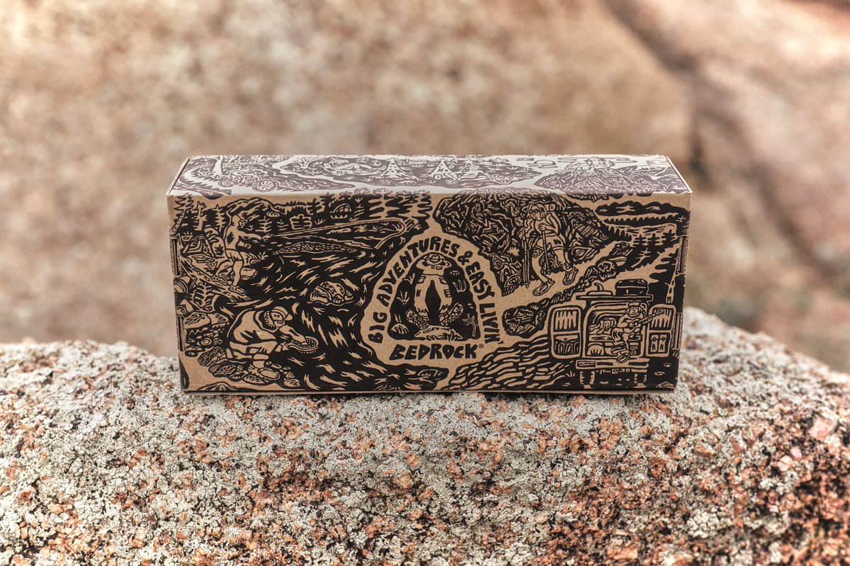 Have you seen our new Evo sandal boxes!? Bedrock scene-scapes illustrated by our ops director Matt and printed with Algae based ink on recycled cardboard @livinginktech!