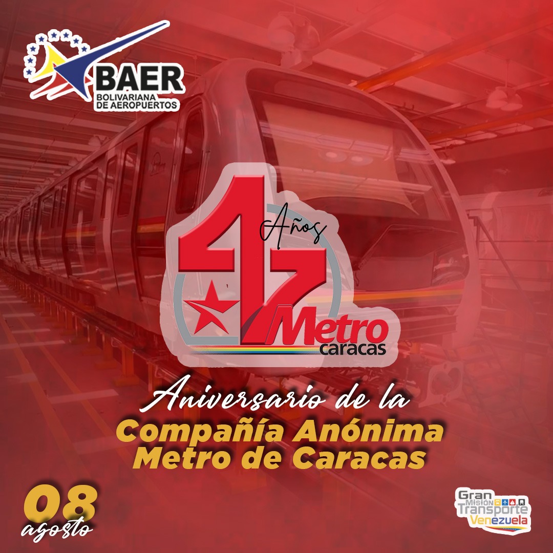 Desde <a href="/BAERVenezuela/">BAER S.A. VENEZUELA</a> enviamos nuestras felicitaciones a los hombres y mujeres, que integran la Compañía Anónima Metro de Caracas (@Metro_Caracas), por su 47° Aniversario garantizando la movilidad al pueblo venezolano