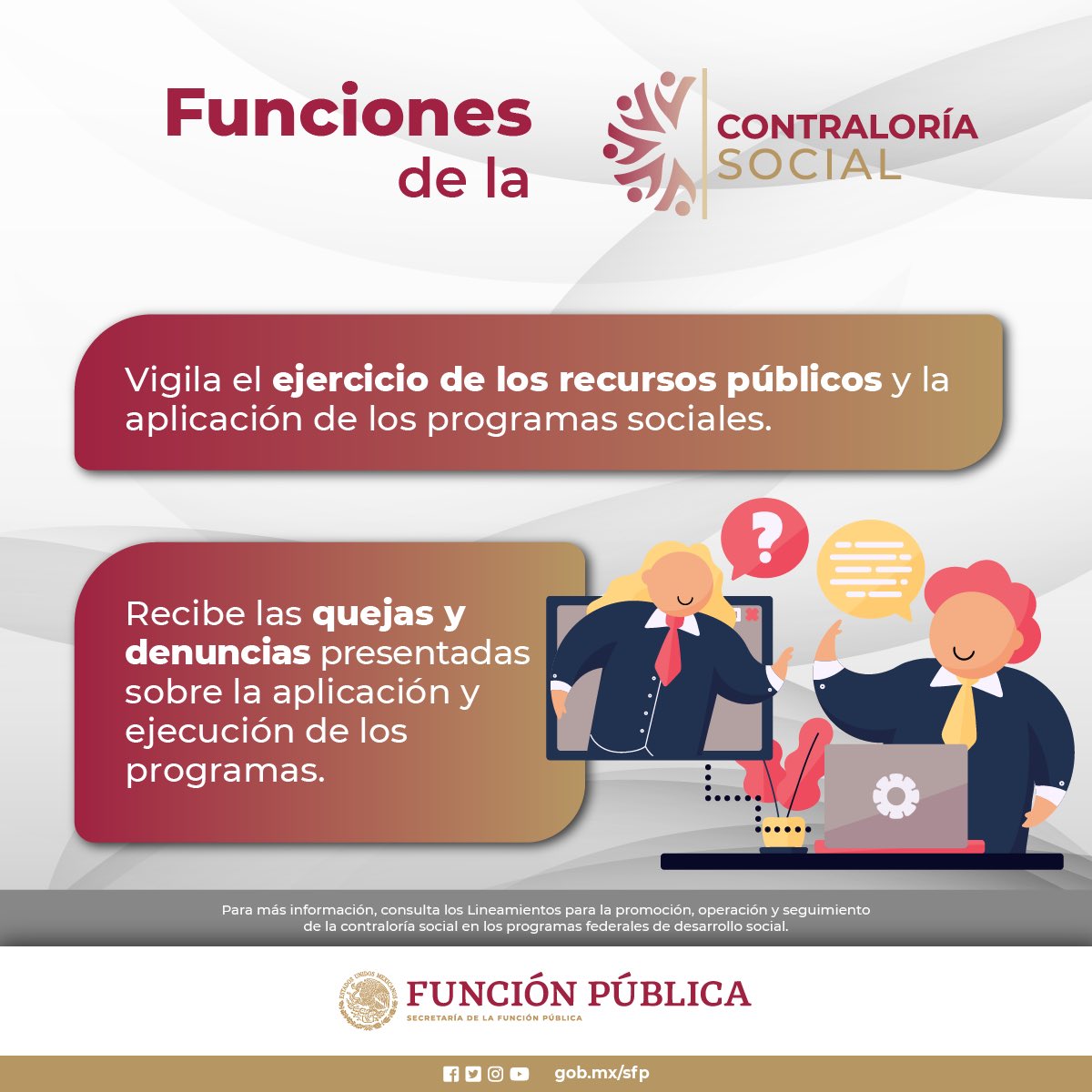 ContraloriaJal's tweet image. Conoce más sobre la #ContraloríaSocial. Un mecanismo de #ParticipaciónCiudadana en el que las y los beneficiarios de los programas sociales vigilan que los bienes y servicios se entreguen completos y de manera correcta.
