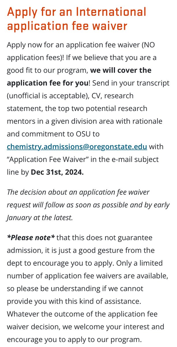 Oregon State University Application fee waiver for Chemistry department 

chemistry.oregonstate.edu/graduate/gradu…