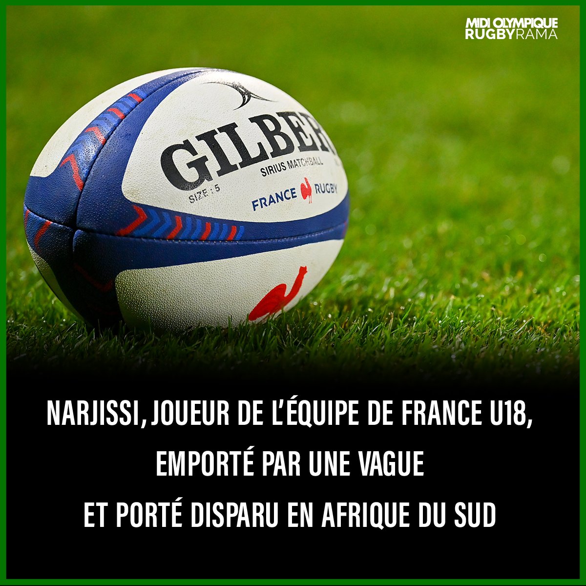RugbyramaFR's tweet photo. La FFR a annoncé ce mercredi que Medhi Narjissi, jeune joueur du Stade toulousain, était porté disparu. 
En Afrique du Sud pour disputer l’International Series avec l’équipe de France des moins de 18 ans, il a été emporté par une vague.

Plus d'infos > https://t.co/qe5x9QGL7V https://t.co/ttupW2RTEs