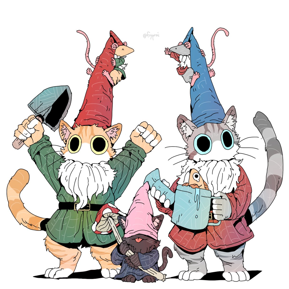 Cat garden gnomes

#characterdesign #drawing