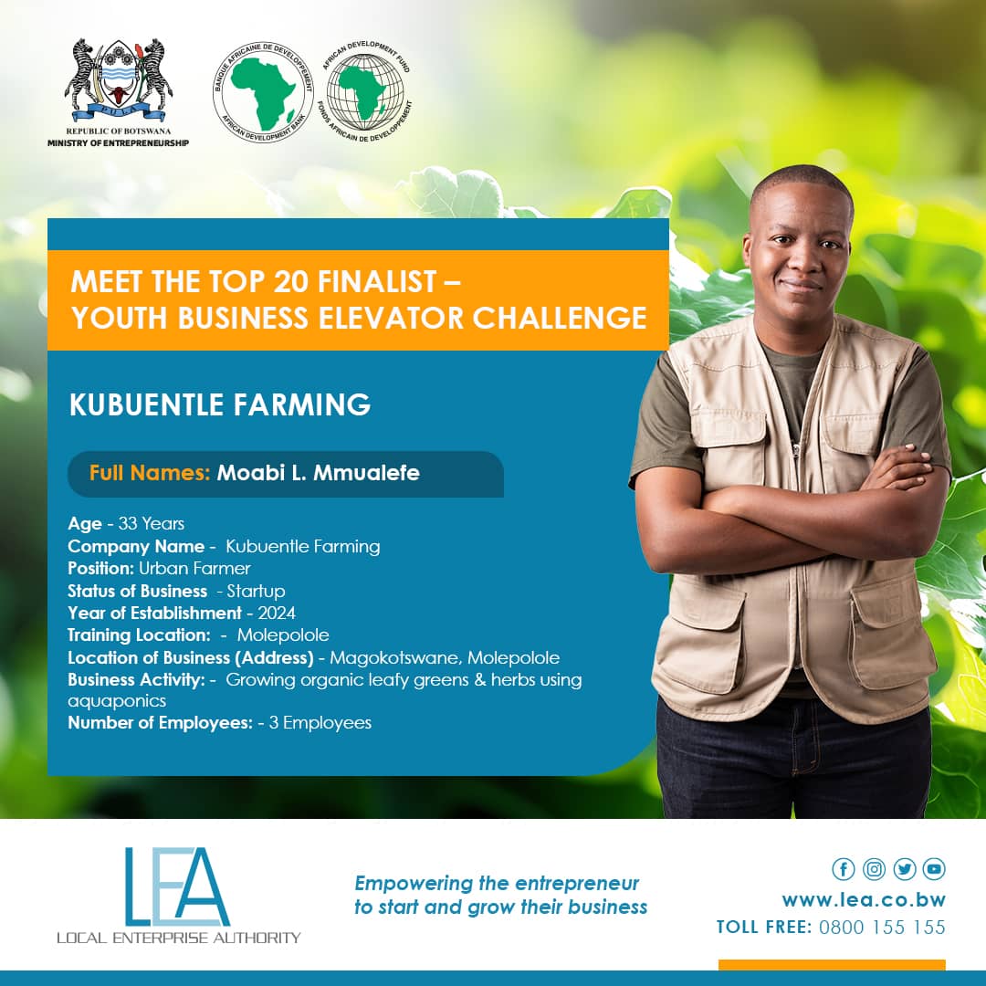 Local Enterprise Authority (@botsa_lea) on Twitter photo ✨Announcing Top 20 Finalists of the Youth Business Elevator Challenge✨
We unveil the innovative minds who made it to the final round of Youth Business Elevator Challenge.
Powered by <a href="/AfDB_Group/">African Development Bank Group</a>
#SMEdevelopment
#enterpreneurship
#botsaLEA ✨Announcing Top 20 Finalists of the Youth Business Elevator Challenge✨
We unveil the innovative minds who made it to the final round of Youth Business Elevator Challenge.
Powered by <a href="/AfDB_Group/">African Development Bank Group</a>
#SMEdevelopment
#enterpreneurship
#botsaLEA