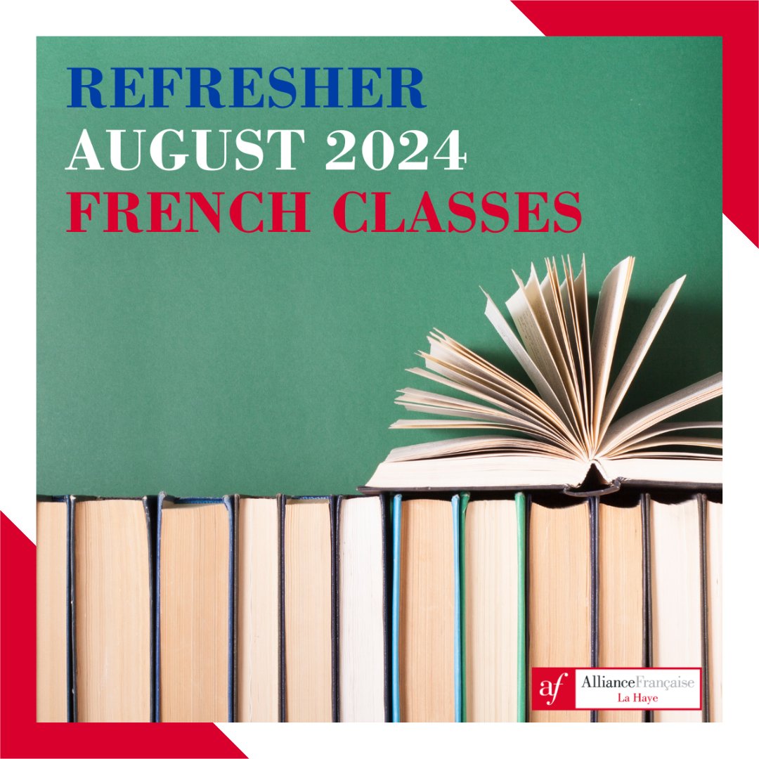 Don't hesitate to sign up for the French Refresher classes in August 2024!

🗓️ Every Tuesday and Thursday from 20 August to 29 August 2024;
🕰️ Between 6pm and 8pm;
🏫 Alliance Française de La Haye.

To register, click on the link below:
aflahaye.nl/refresher/#/?c…