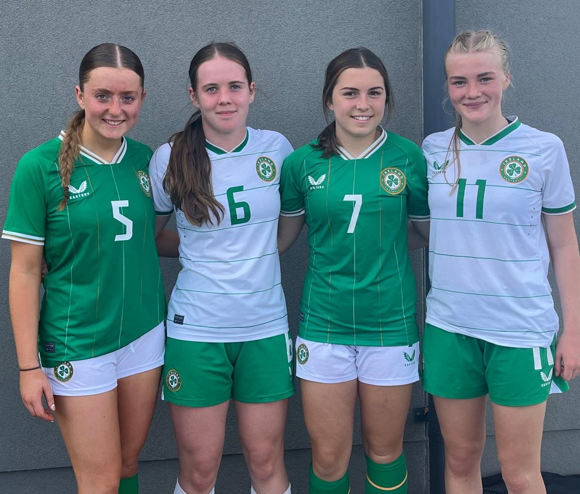Congratulations to Michaela Hand, Emma Mooney, Ali Nugent and Maeve Wollmer  who were at the Republic of Ireland Women's U17 training camp today.  #PrideOfTheMidlands #ClubAndCountry, image size:1159x988