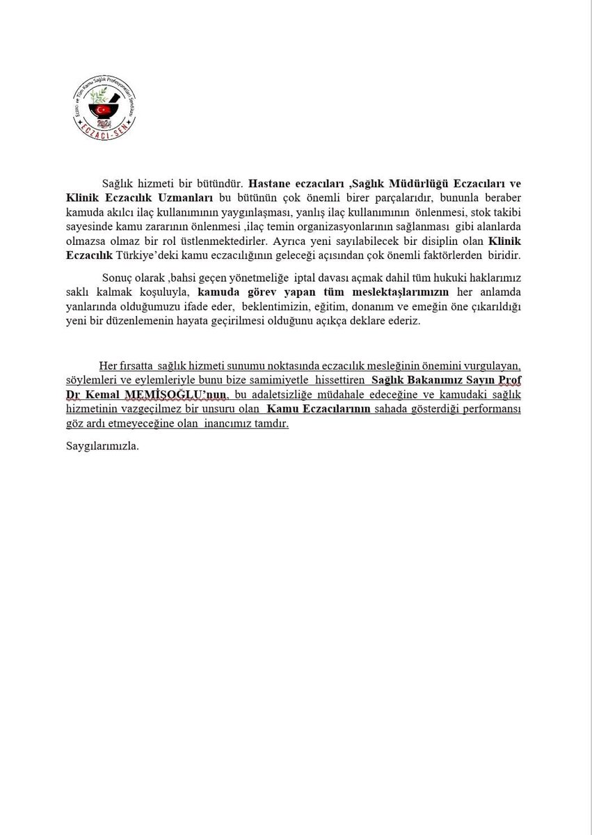 Eczacı-sen zorunlu açıklama!

<a href="/saglikbakanligi/">T.C. Sağlık Bakanlığı</a>
<a href="/drmemisoglu/">Prof. Dr. Kemal Memişoğlu</a>

#eczacı-sen