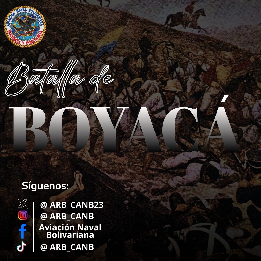 📌 Hoy #07AGO la Tripulación del <a href="/ARB_CANB23/">Aviacion Naval Bolivariana</a> Conmemora los 205 años de la Batalla de Boyacá y se libró entre las fuerzas patriotas, lideradas por Simón Bolívar, y el ejército realista español.