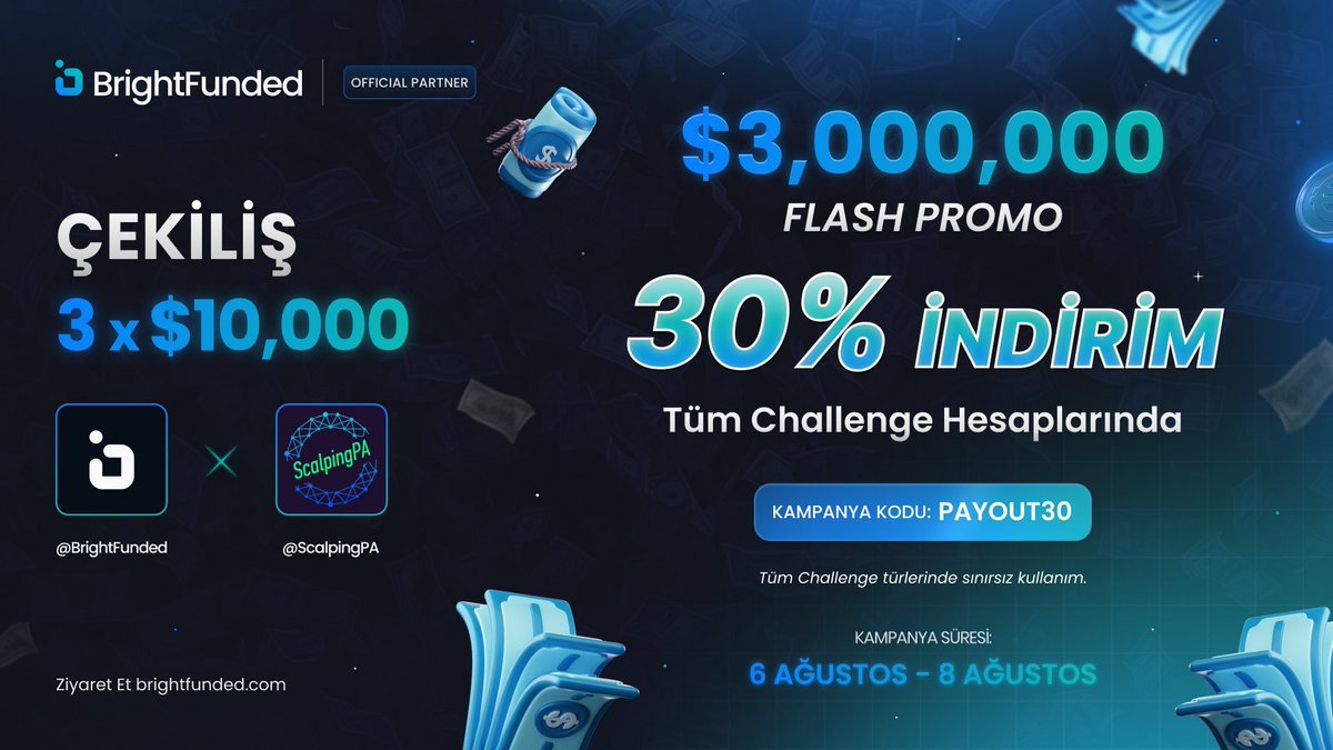 ScalpingPA (@scalpingpa) on Twitter photo BrightFunded'ın inanılmaz 3 Milyon Payout Kampanyası onuruna bir #GIVEAWAY düzenliyoruz!
3 Milyon Payout Kampanyasıyla Tüm Challengelarda %30 indirimden faydalanabilirsiniz! 🎉
3 x 10.000$ ÇEKİLİŞ 💸
1. Takip Et @ScalpingPa ,<a href="/BrightFundedTR/">BrightFunded - Türkiye</a>
<a href="/BrightFunded/">BrightFunded</a>
2. Beğen ve RT
3. 2 BrightFunded'ın inanılmaz 3 Milyon Payout Kampanyası onuruna bir #GIVEAWAY düzenliyoruz!
3 Milyon Payout Kampanyasıyla Tüm Challengelarda %30 indirimden faydalanabilirsiniz! 🎉
3 x 10.000$ ÇEKİLİŞ 💸
1. Takip Et @ScalpingPa ,<a href="/BrightFundedTR/">BrightFunded - Türkiye</a>
<a href="/BrightFunded/">BrightFunded</a>
2. Beğen ve RT
3. 2