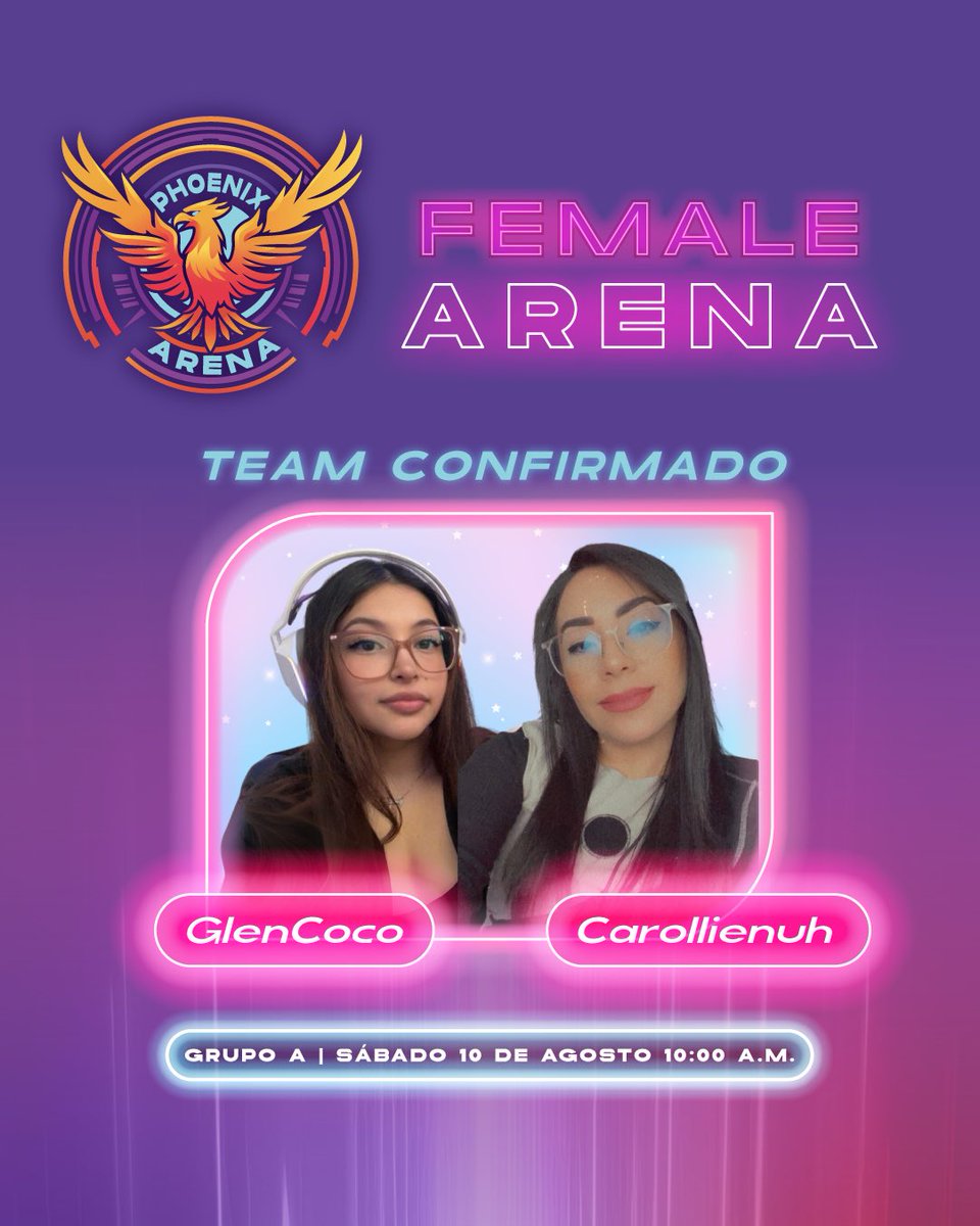 PhoenixArenaGG's tweet image. ¡Bienvenidas @carollienuh y @ggglencoco Al Phoenix Female Arena! 🌟

 Prepárense para la acción en Warzone. 

¡A darlo todo en la arena! 🎮🔥 #PhoenixFemaleArena #Warzone #GirlGamers