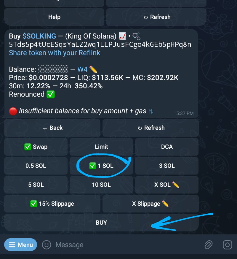 jwinuuu's tweet photo. Quick setup for the telegram bot

Click Start and you automatically get a wallet generated for you.

Send some funds there and you are good to go

To buy a token you simply paste the token address

If somehow a swap fails you can click ' Retry '

#TradingBot #telegram #solwallet https://t.co/O9JWnwq37r