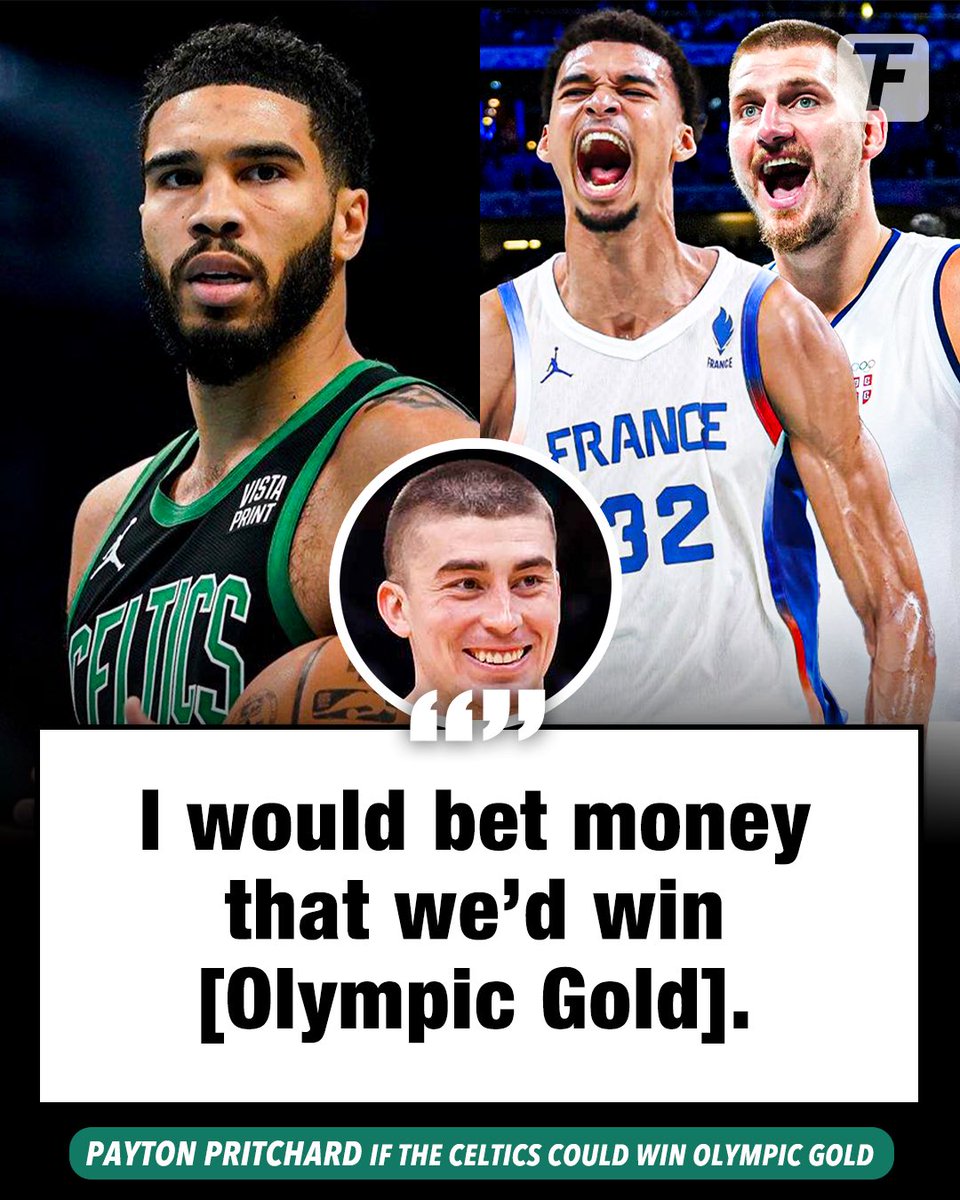 TheFinal__'s tweet photo. Payton Pritchard believes if you replaced Team USA with the current Celtics team they’d win Olympic Gold 👀🥇 Agree?

(via @pointforward) https://t.co/KVKq4Ze0d9