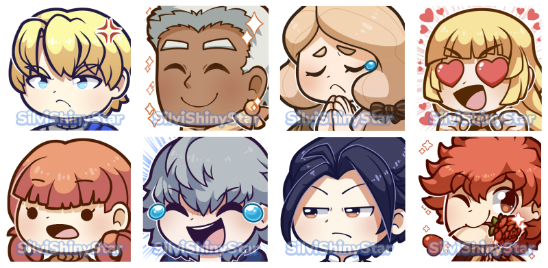 Emotes I designed for <a href="/guidingstarsfz/">Guiding Stars: A Blue Lions Fanzine | Donated!!</a>, a FE3H Blue Lions zine!✨
You can still get them!