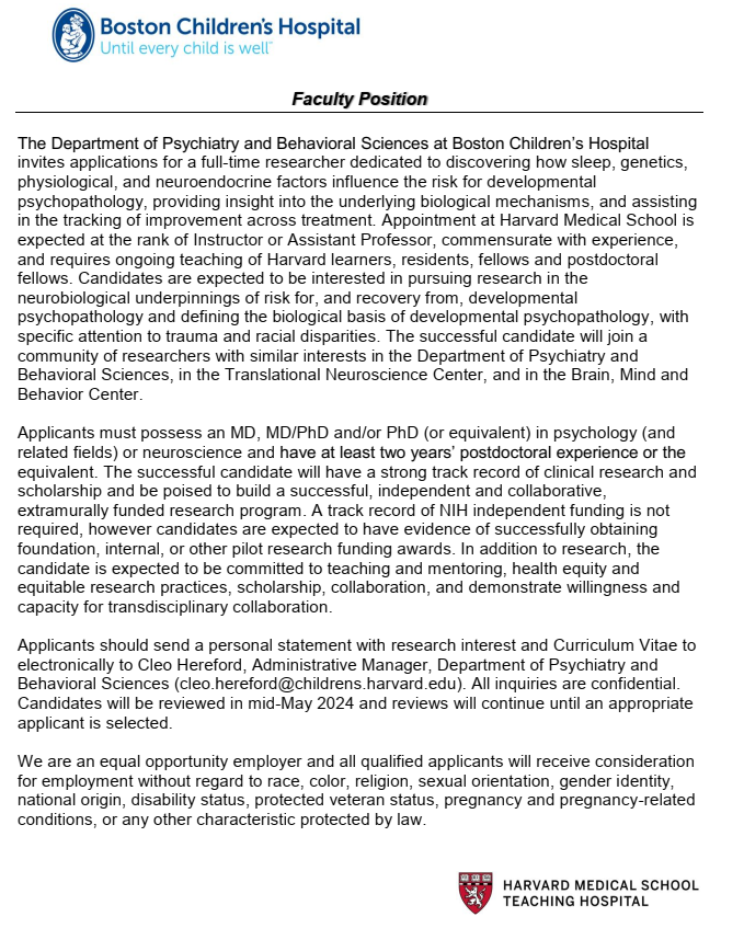 Alyssa Ailion, PhD, ABPP/CN (@aailion) on Twitter photo We are recruiting a full-time sleep researcher at Boston Children's Hospital! Please share with anyone who you think may be interested in the position.
#sleep #sleepscience <a href="/researchsleep/">Sleep Research Society</a> We are recruiting a full-time sleep researcher at Boston Children's Hospital! Please share with anyone who you think may be interested in the position.
#sleep #sleepscience <a href="/researchsleep/">Sleep Research Society</a>