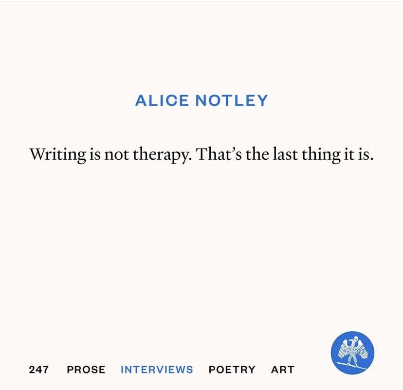 seraysahiner's tweet photo. ☀️ #alicenotley @parisreview 

@alice_notley https://t.co/AXvCP7dkqd