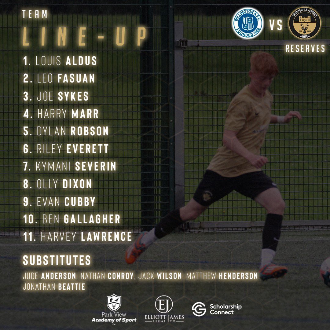 PVAFCReserves's tweet photo. 📋 Our starting lineup to take on @WillingtonAFC is in. Louis Aldus starts in goal while Evan Cubby leads the line for the United Reserves. Good luck lads!!!

@PVFootballAcad | @WearsideLeague 

#UnitedWeStand https://t.co/rb4b7Aj4AK