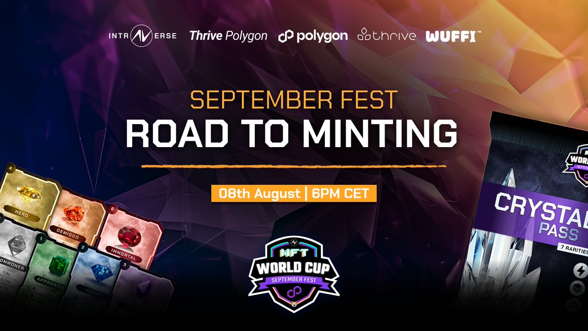 Intraverse (@intraverse_game) on Twitter photo 🎙 September Fest | ROAD TO MINTING
Meet the first protagonists of September Fest and get the possibility to win a WL spots to FREE MINT the Crystal Pass! 🎮💎
🎁 #giveaway 5x WL Spots for Crystal Pass if you:
✅ Follow <a href="/intraVerse_Game/">Intraverse</a>
✅ Like, RT, Tag 3 friends
✅ Set a 🎙 September Fest | ROAD TO MINTING
Meet the first protagonists of September Fest and get the possibility to win a WL spots to FREE MINT the Crystal Pass! 🎮💎
🎁 #giveaway 5x WL Spots for Crystal Pass if you:
✅ Follow <a href="/intraVerse_Game/">Intraverse</a>
✅ Like, RT, Tag 3 friends
✅ Set a