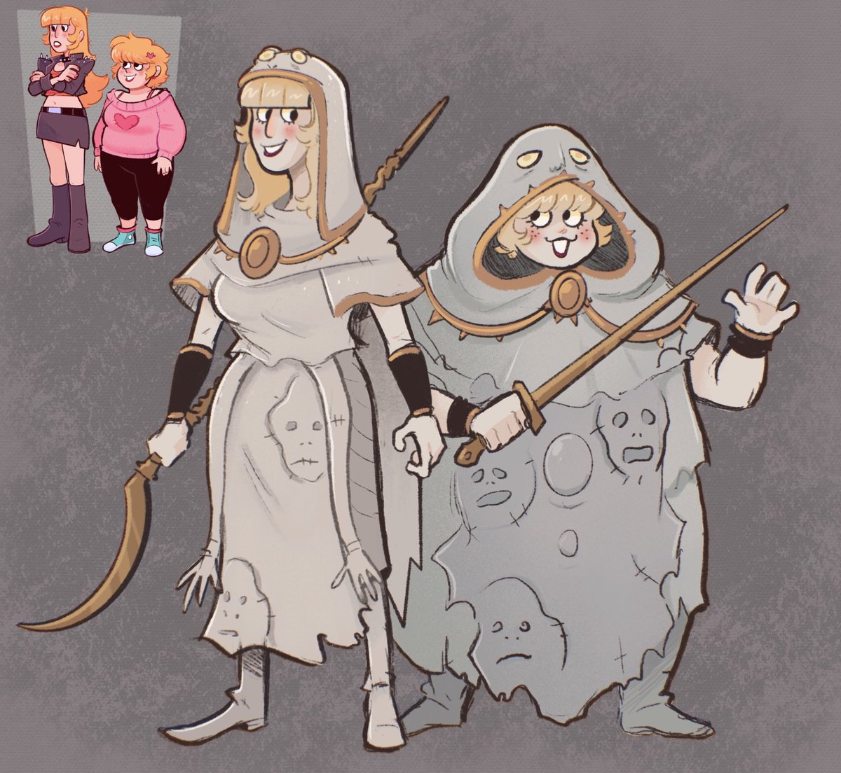 One of my friends jokingly referred to Reggie and Monica as “the Godskin Duo” and I knew right away what I had to do. ✏️⚔️👯‍♀️👹