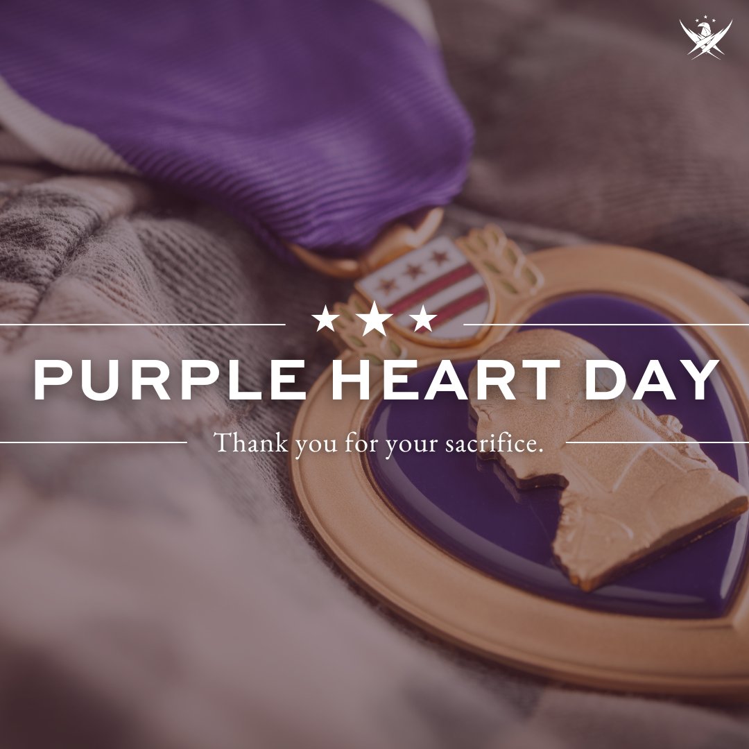 💜 Today on Purple Heart Day, we honor those wounded or fallen in service to our nation. The Purple Heart symbolizes the immense courage and sacrifice of our heroes. Let’s reflect on their bravery and thank all recipients for their service and sacrifices.