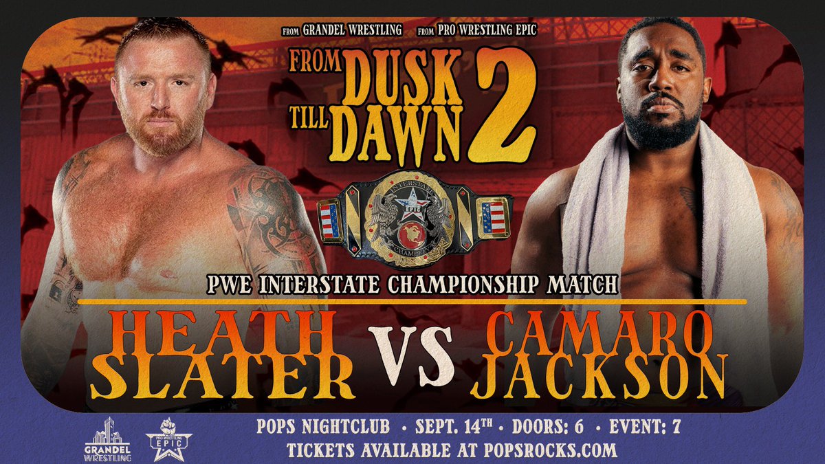 Grandel Wrestling (@grandelwrestle) on Twitter photo 2 Match Announcements!
From Dusk Till Dawn 2
Saturday September 14th <a href="/PopsRocksSTL/">Pop’s Concert Venue & Nightclub</a>
<a href="/PWEpic/">Pro Wrestling Epic</a> <a href="/TheNewGuysPW/">The New Guys</a> <a href="/HEELCamaro/">Camaro Jackson</a>
<a href="/HEATHXXII/">HEATHXXII</a>
ticketweb.com/event/from-dus…? 2 Match Announcements!
From Dusk Till Dawn 2
Saturday September 14th <a href="/PopsRocksSTL/">Pop’s Concert Venue & Nightclub</a>
<a href="/PWEpic/">Pro Wrestling Epic</a> <a href="/TheNewGuysPW/">The New Guys</a> <a href="/HEELCamaro/">Camaro Jackson</a>
<a href="/HEATHXXII/">HEATHXXII</a>
ticketweb.com/event/from-dus…?