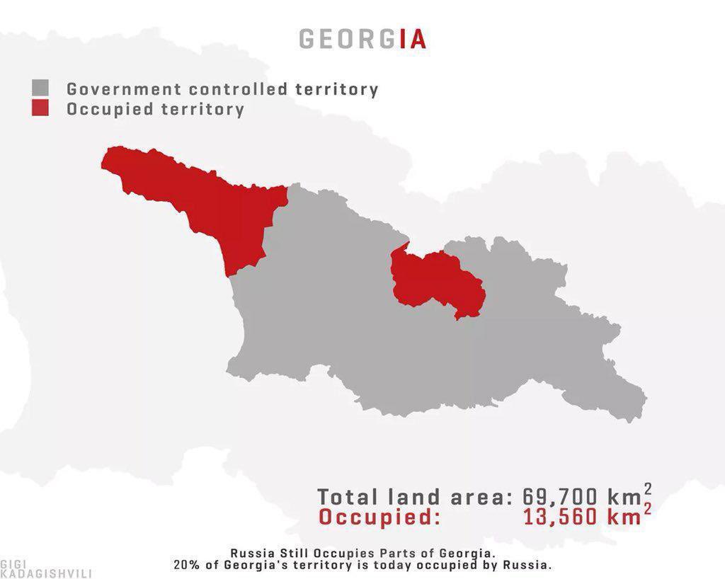 16 years since Russia’s aggression against #Georgia 🇬🇪, 🇷🇺 continues occupation of two inalienable parts of 🇬🇪 Abkhazia &amp; South Ossetia, takes creeping annexation steps in violation of int’l law, undermines 🇺🇳 Charter, not full filing 🇪🇺 mediated Ceasefire Agreement,#Auguswar2008