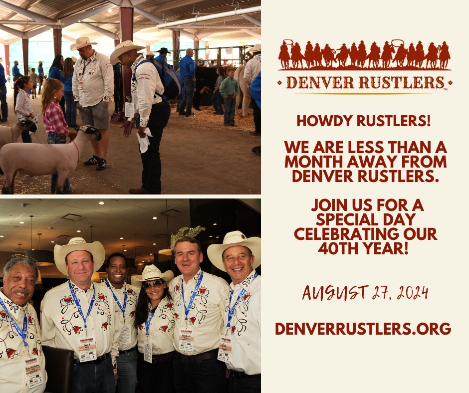 #DenverRustlers returns August 27, 2024! Register today at denverrustlers.org