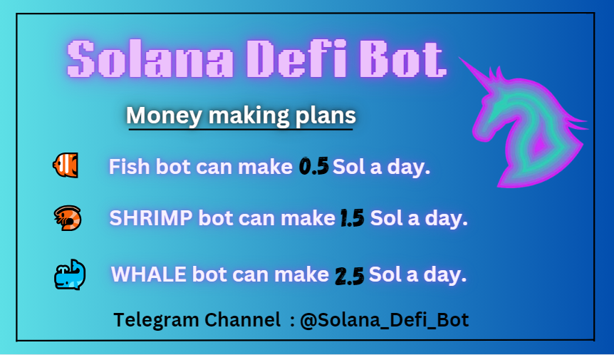 Ema_Sol9's tweet photo. Let our bots do the heavy lifting. Set it up once and watch your earnings grow without constant monitoring.

🐟 Fish Bot: Earn 0.5 SOL per day.
🦐 Shrimp Bot: Earn 1.5 SOL per day.
🐋 Whale Bot: Earn 2.5 SOL per day.

Unmatched Reliability, 100%Guaranteed Profits
@Solana_Defi_Bot https://t.co/1FZHeOhjmH