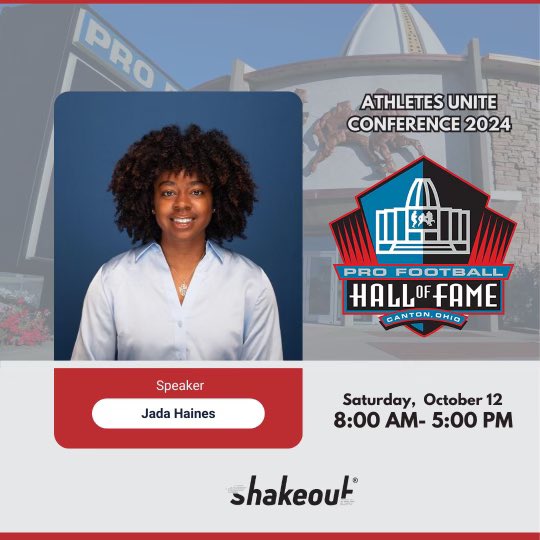 thejadahaines's tweet photo. I am thrilled to announce that I will be a speaker at the Athletes Unite Conference 2024 at the iconic Pro Football Hall of Fame on October 12, 2024! This incredible event supports athletes as they transition into new career opportunities ⭐️ https://t.co/95YuB9MKfS