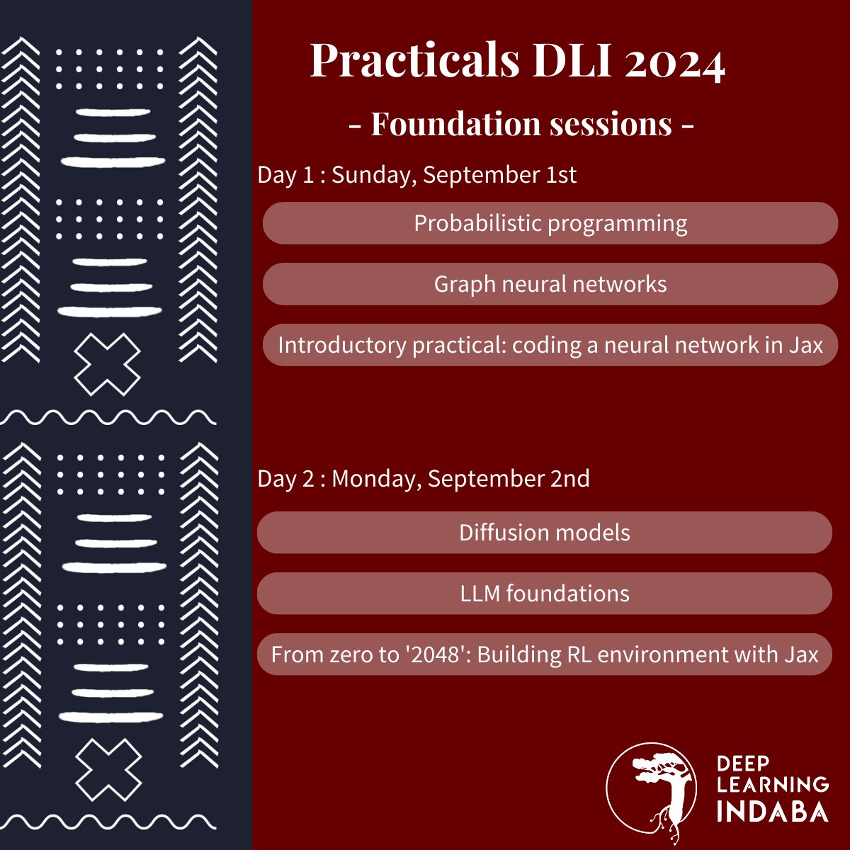 We are excited to share with you the first batch of our practicals “Foundation Sessions”. As always, our aim is to enable participants to take deep dives into core topics in AI while implementing applied examples. Make sure to check our set-up guidelines👉bit.ly/DLI2024-Practi…