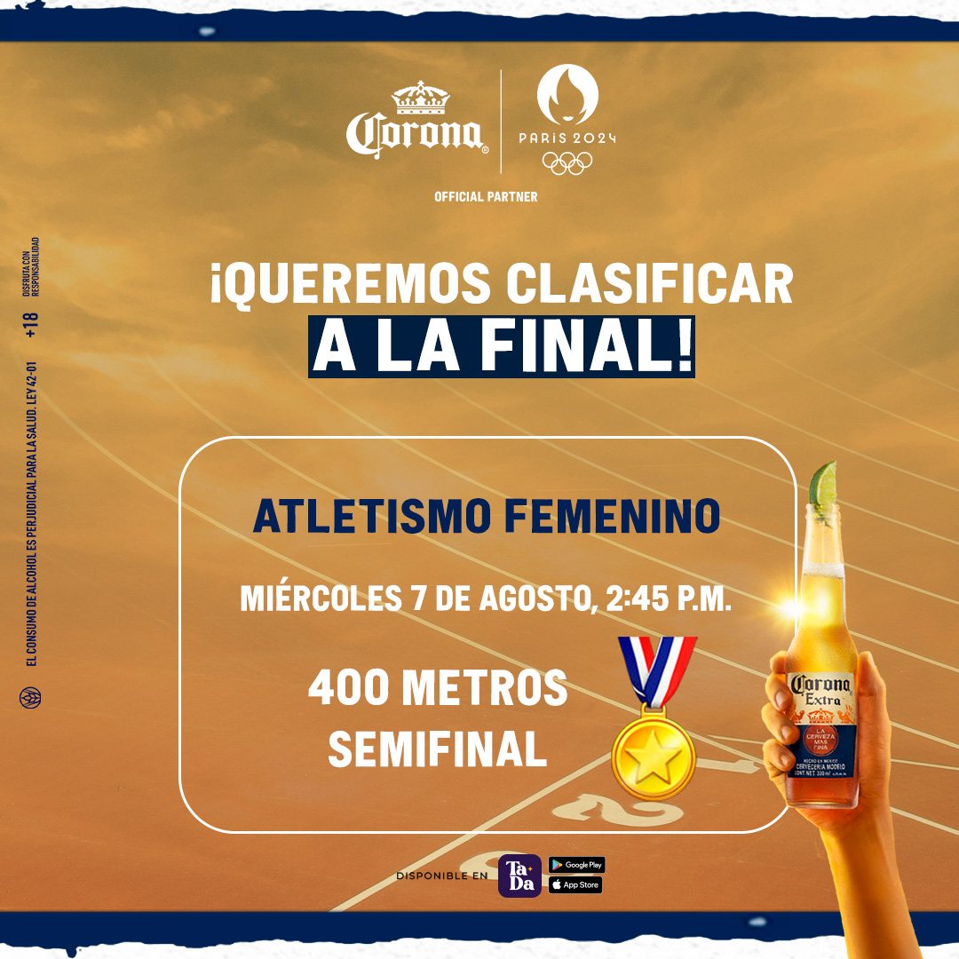 tadadeliveryrd's tweet photo. ¡Vamos RD! Un Golden Moment está aún a nuestro alcance. 🙌 🇩🇴

Apoya a nuestra atleta en la semifinal de atletismo femenino y brinda con un 15% OFF en Corona usando el cupón CORRIENDOPORRD24 por #TaDaDelivery. También puedes ganar cerveza GRATIS ��� https://t.co/HcnWAolyOK