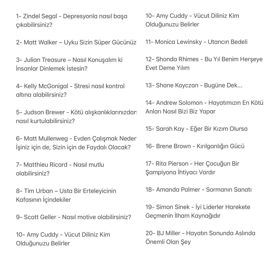 İzledikten sonra bakış açınızı değiştirip hayatınıza yön verecek 20 TED konuşması:👇🏻