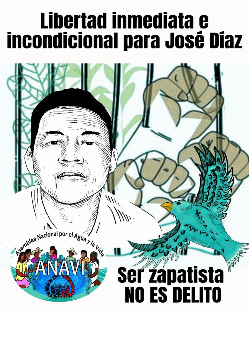 ANAVI_mx's tweet photo. @PJE_Chiapas PRONUNCIAMIENTO DE LA ASAMBLEA NACIONAL POR EL AGUA Y LA VIDA EN EXIGENCIA POR LA LIBERTAD DE JOSÉ DÍAZ GÓMEZ | Asamblea Nacional por el Agua y la Vida (https://t.co/lfusJl8tWy)
#libertatajosédíaz
#serzapatistanoesdelito
#EZLN
#PresxsPolíticxsLibertad
@PJE_Chiapas https://t.co/VZC6i9UX6s